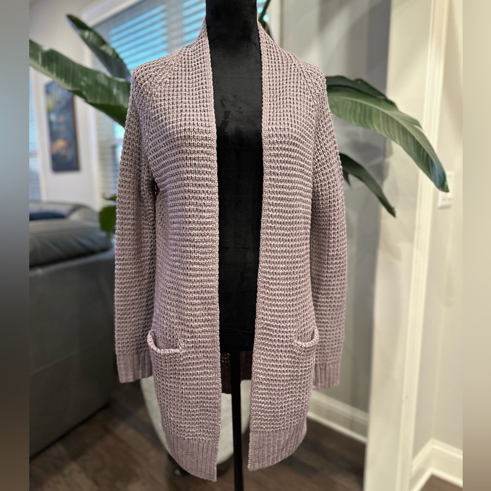 ✨NWT✨PINK CLOVER Nouri Textured SWEATER KNIT Cardigan PURPLE Women Small